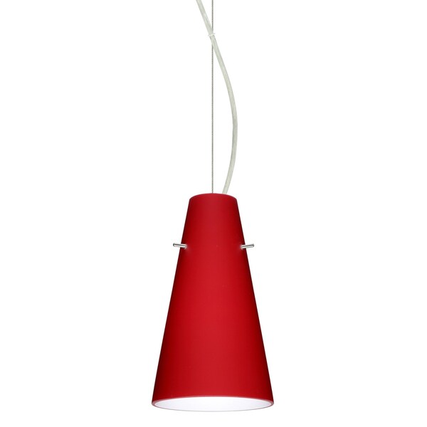Besa Lighting Cierro Cable Pendant, Ruby Matte, Satin Nickel Finish, 1x9W LED 1KX-4124RM-LED-SN - main